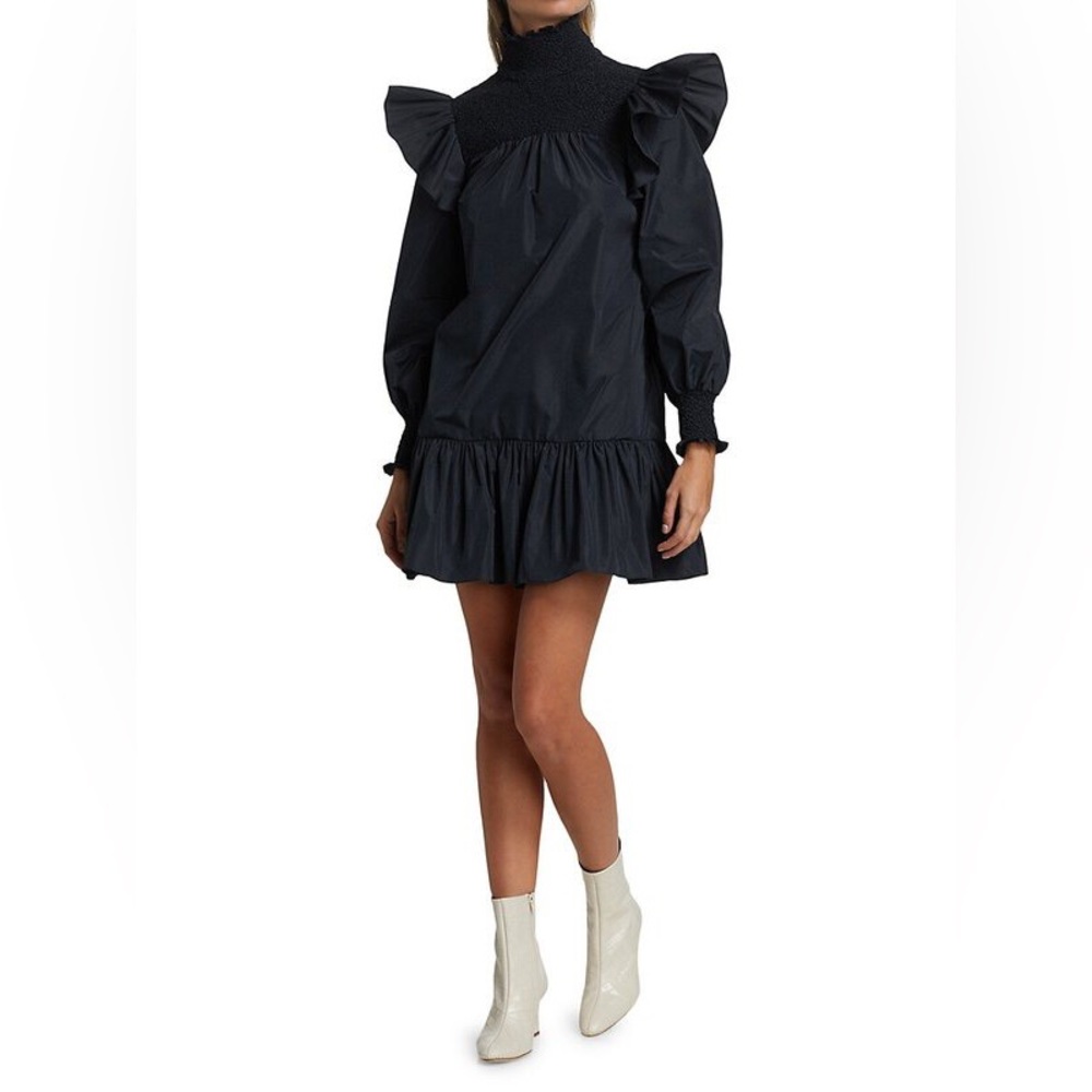 Cinq a sept Taffeta Flounce Hem Shift Dress